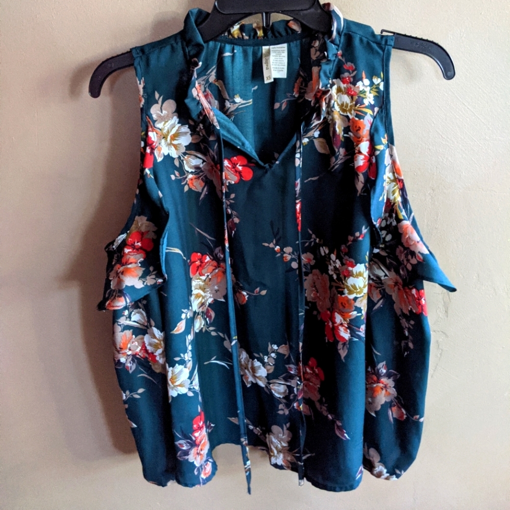 Japna Blue Floral Off The Shoulder Blouse Top